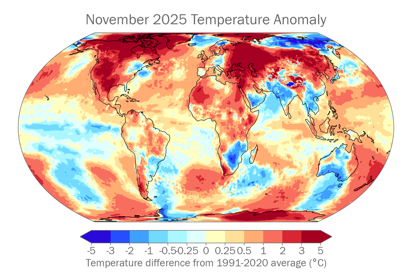 Monthly Near surface temperature anomaly (&deg;C, difference from the 1991-2020 average)  for 2024. Data shown are the median of the following one data sets: ERA5.